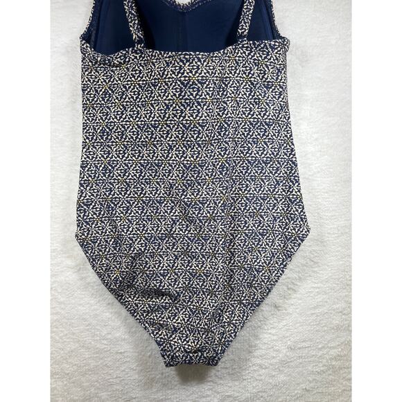 Nip Tuck Navy Blue Gold Joanne Twist Front One Piece Swimsuit Womens Sz 6 - Picture 7 of 12